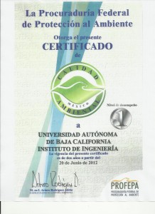 CERTIFICADO CALIDAD AMBIENTAL 2012 PROFEPA